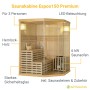 Artsauna Espoo150 Premium Sauna aus Hemlock-Holz mit Glasfront und Saunaofen. Ecksauna für 3 Personen.