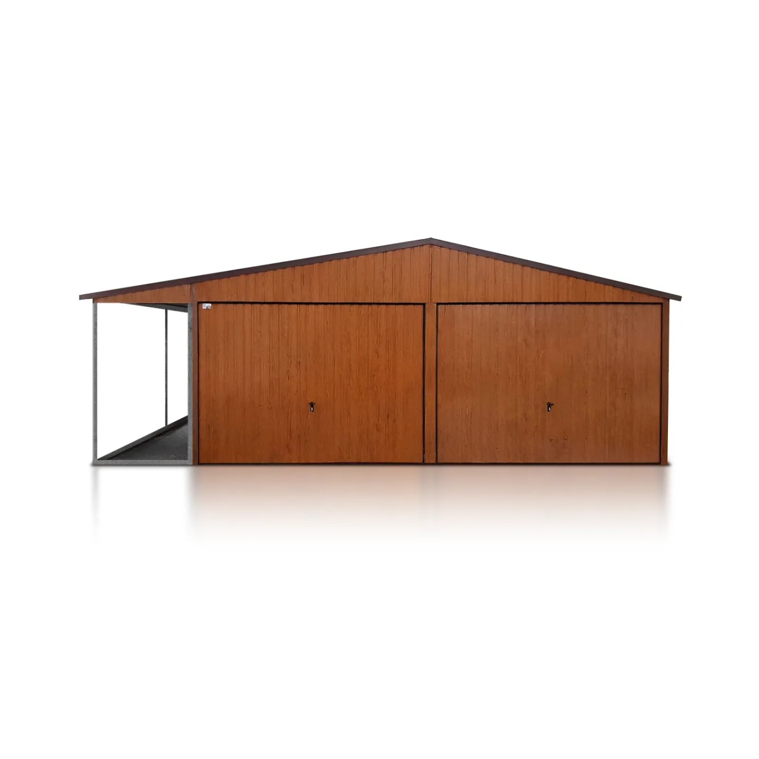 Liderstal Doppelgarage Basic aus Blech 600 x 500 cm Carport 2 m Satteldach Schwingtor Holzoptik