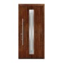 EcoStar Haustür Isopro Secur IPS 770S Dark Oak mit Glasausschnitt und Edelstahlgriff.