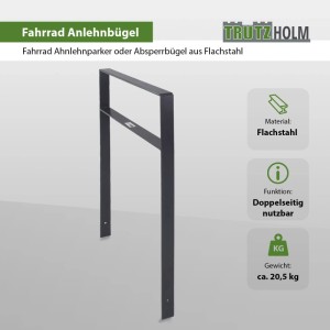 TRUTZHOLM Fahrradanlehnbügel, anthrazit, aus Flachstahl zum Einbetonieren.