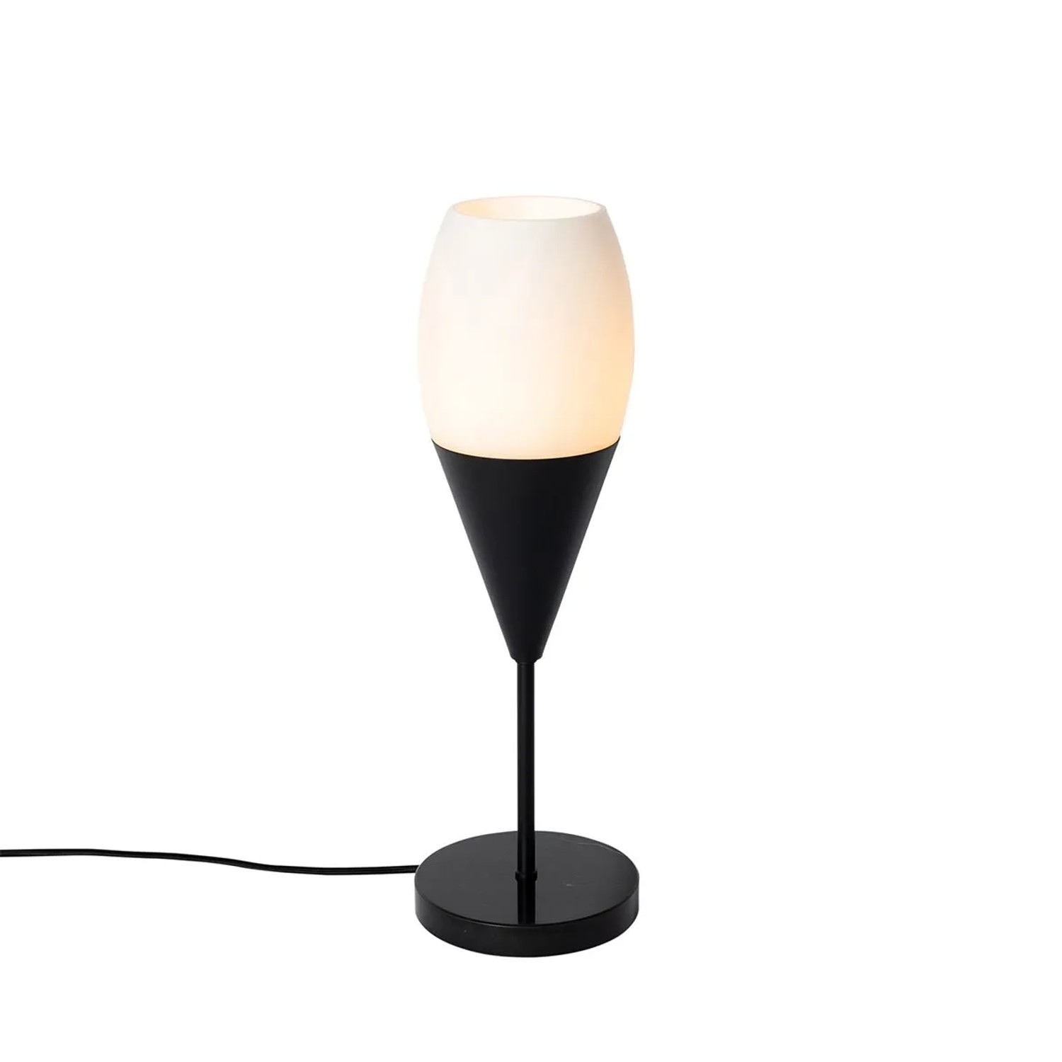 QAZQA Moderne Tischleuchte Schwarz mit Opalglas Drop