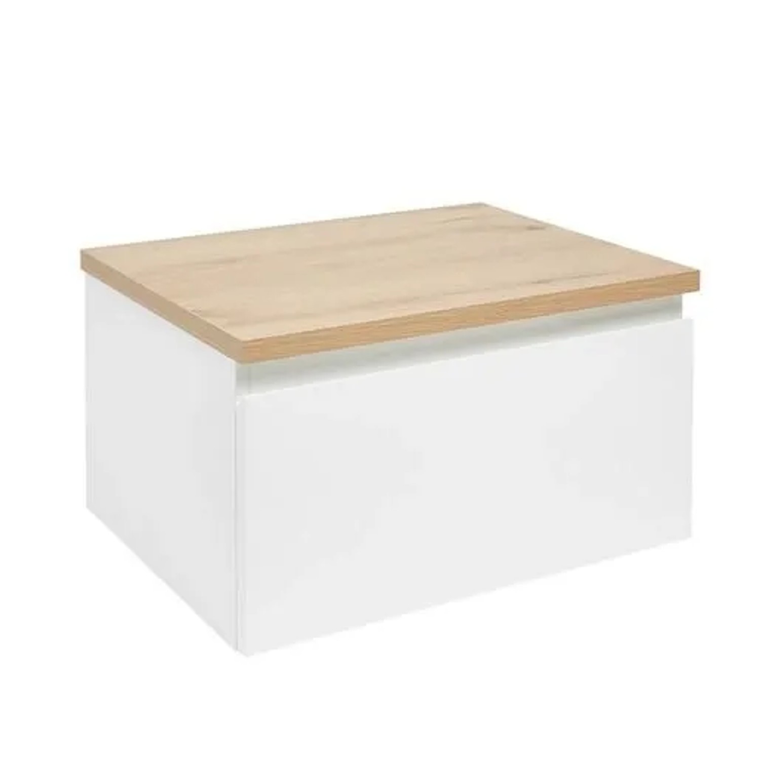 Swiss Aqua Technologies Badezimmerschrank 59x30x45 cm Weiß Glanz Hängend mit Abdeckplatte Eiche