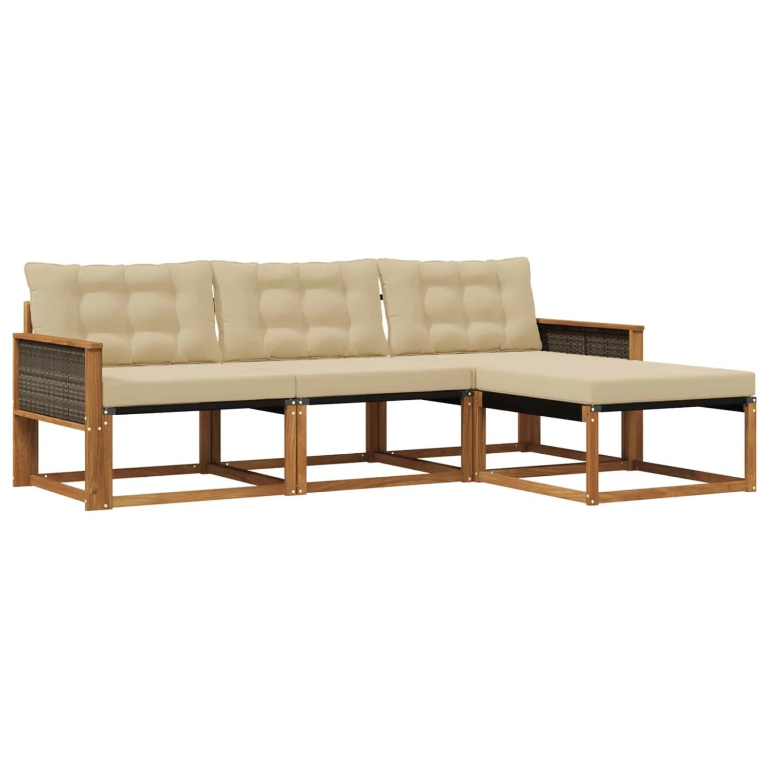 vidaXL Outdoor-Sofagarnitur mit Kissen 4 Stk Natur und Beige 3381341