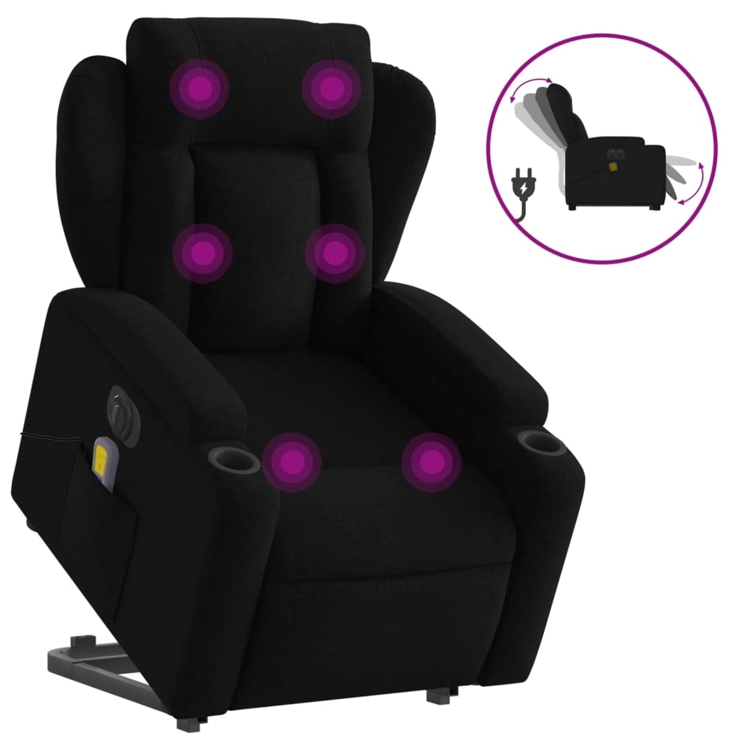 vidaXL Elektrischer Massagesessel mit Aufstehhilfe Schwarz Stoff Modell 11 günstig online kaufen