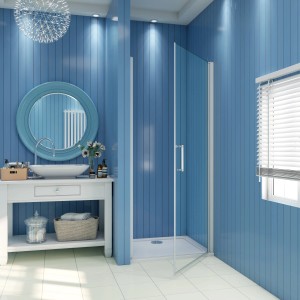 AICA Duschkabine mit Drehtür, 90x185cm, Alu Silber Matt, ESG Glas, Pendeltür