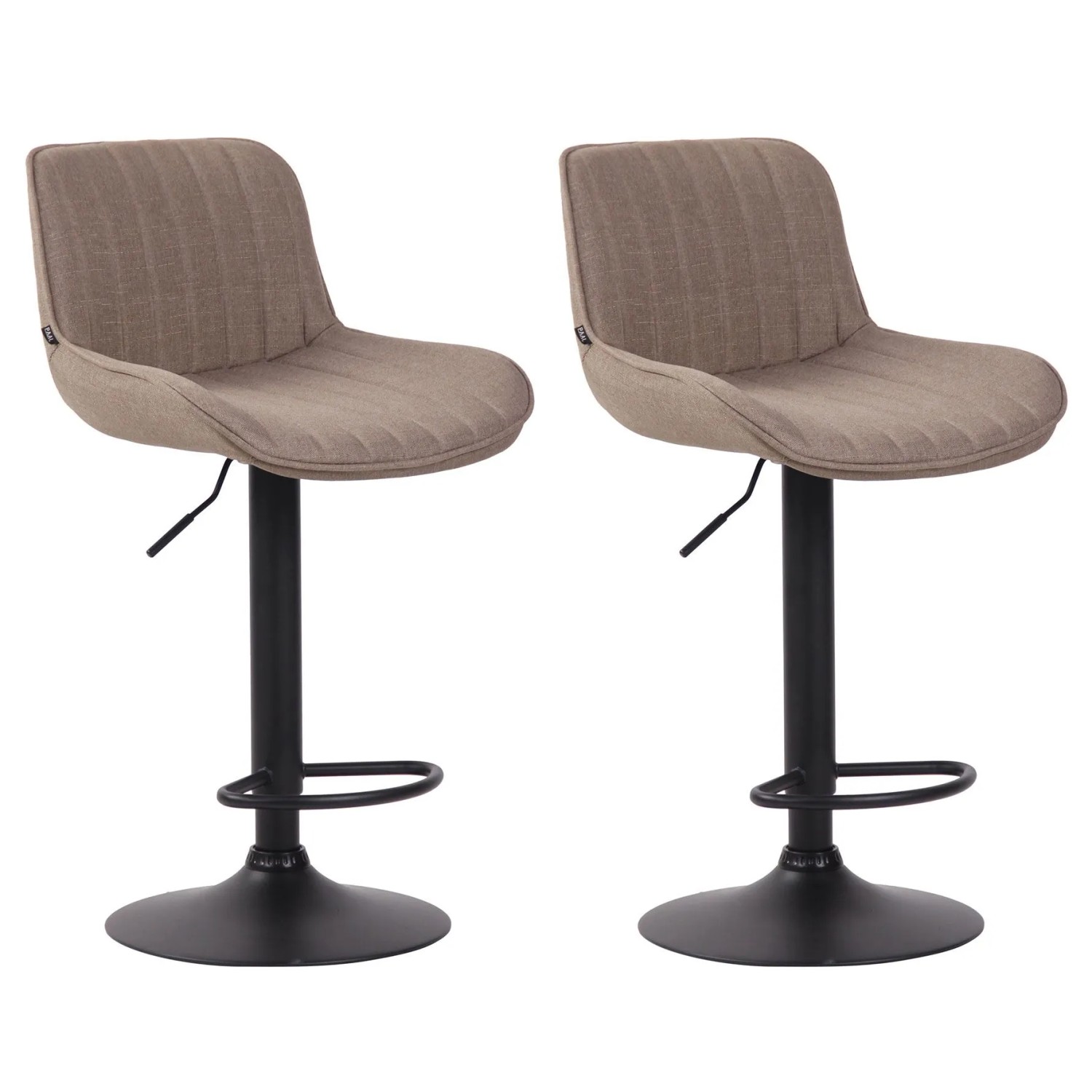 CLP 2er Set Barhocker Lentini Stoff Taupe/Schwarz