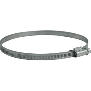 Verzinkte Marley Schlauchklemme (80-130mm) zur Befestigung von Lüftungsrohren.
