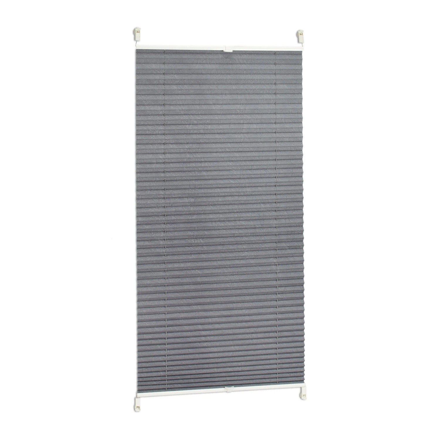 Relaxdays Plissee Rollo Polyester Grau Halbtransparent Ohne Bohren 90 cm x 210 cm