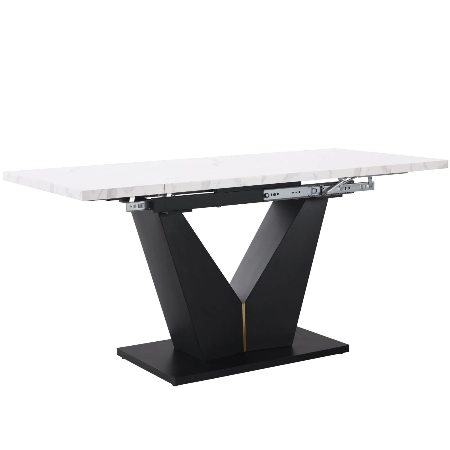 Merax Ausziehbarer Esstisch 99-159x75cm  Teleskoptisch  Weiß  V-Gestell