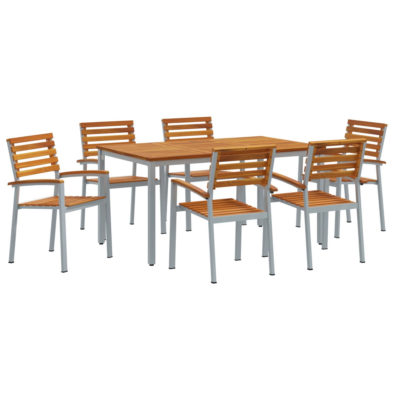 vidaXL 7-Teiliges Garten Esszimmer Set aus Massivem Akazienholz und Metall günstig online kaufen
