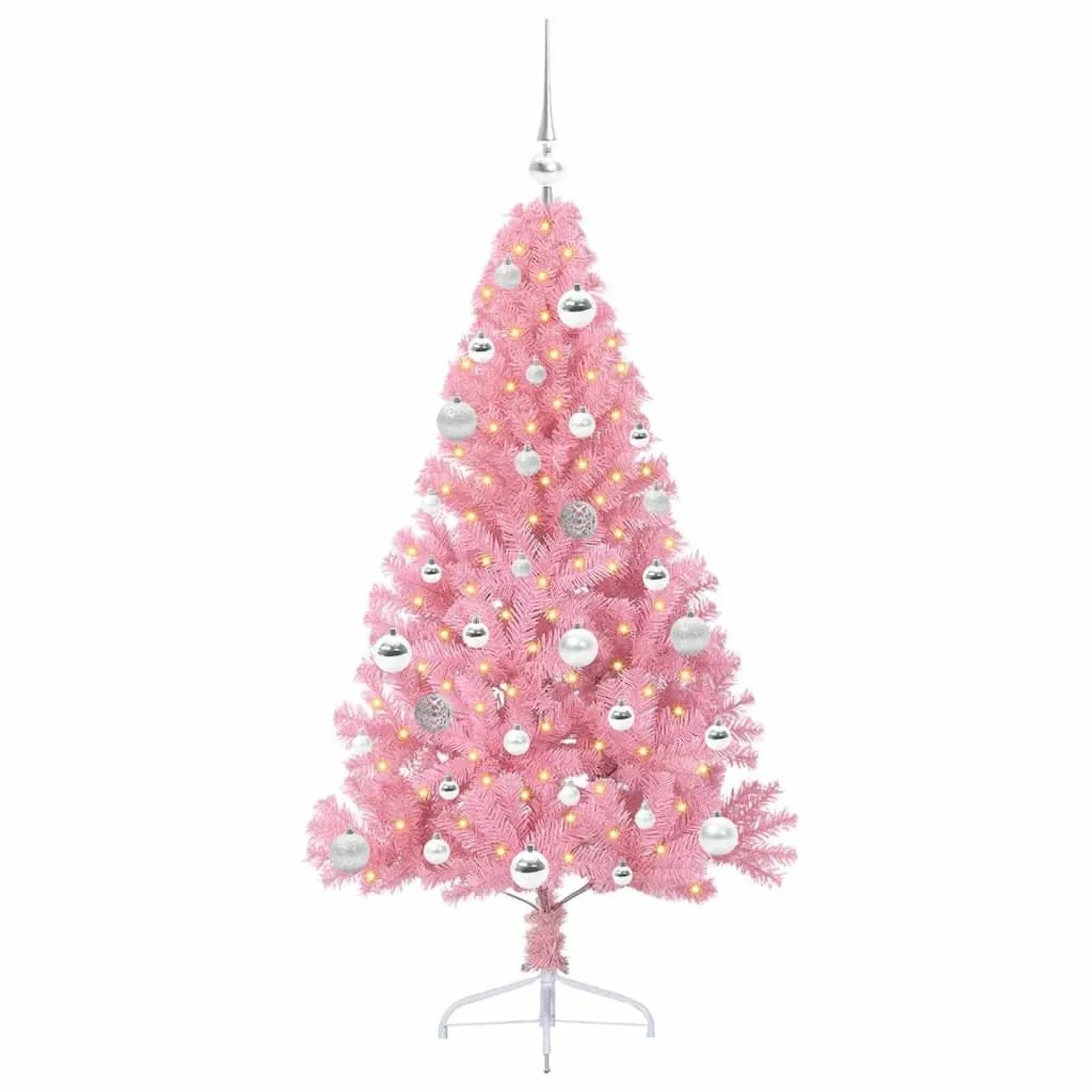 vidaXL Künstlicher Vorbeleuchteter Weihnachtsbaum Rosa 150 cm PVC 3397068