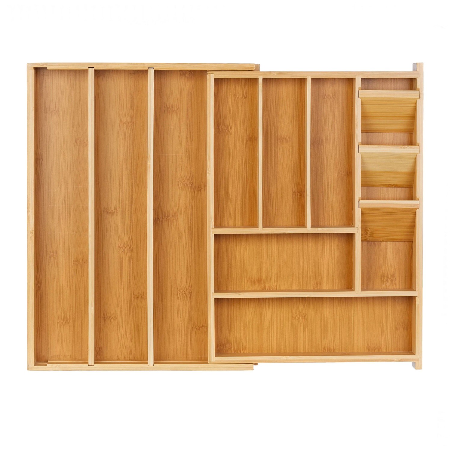 Relaxdays Besteckkasten Bambus MDF Natur Ausziehbar 32 cm x 42 cm x 5,5 cm 2,1 kg