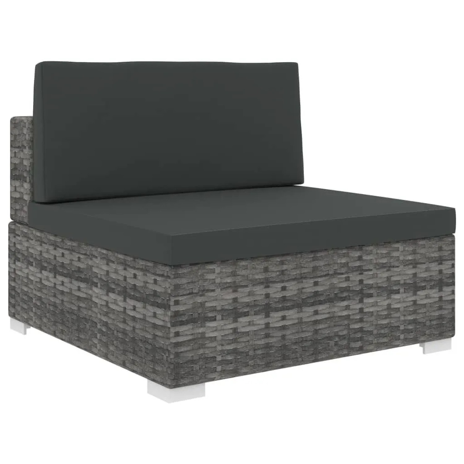 vidaXL Modular-Sofa-Mittelteil 1 Stk Auflagen Poly Rattan Grau 46795