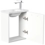 Posseik Badmöbel Pieni Slimline, 40 cm, weiß hochglanz mit offenstehender Tür.