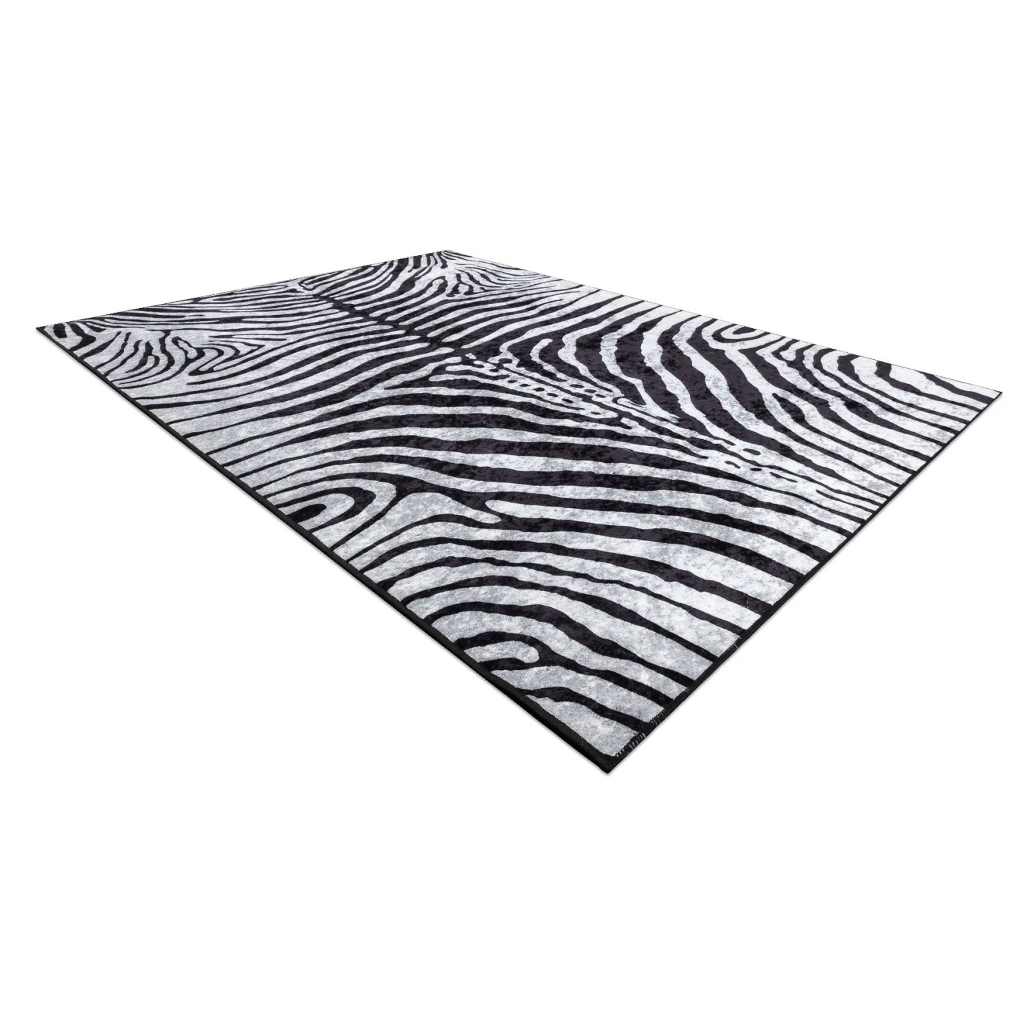 RugsX Teppich Miro VG18111, 200x290cm, schwarz mit Zebra-Muster. Waschbarer Polyester Teppich.