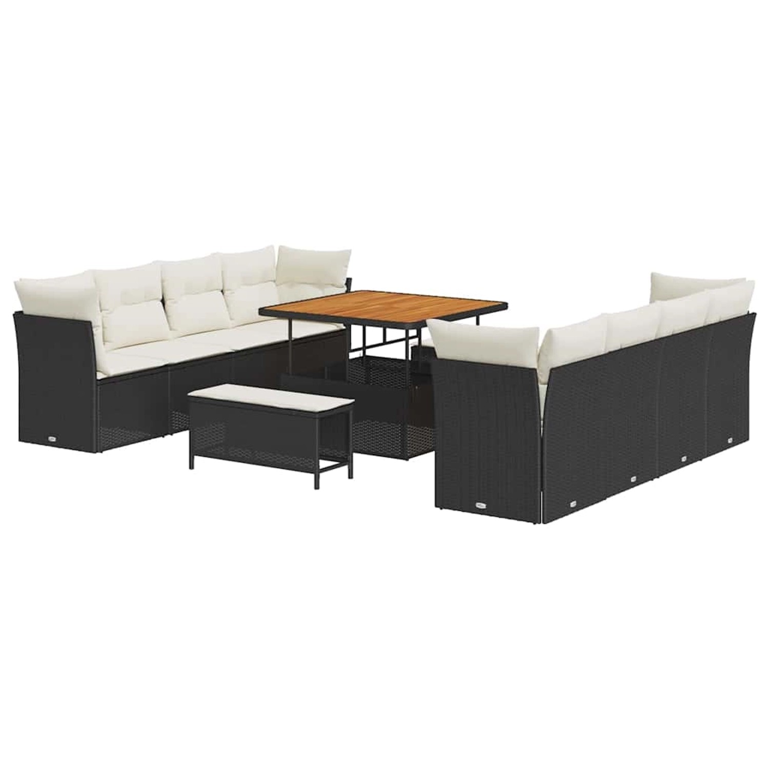 vidaXL Garten-Sofa-Set 11-Tlg Schwarz Poly Rattan 3361465 günstig online kaufen