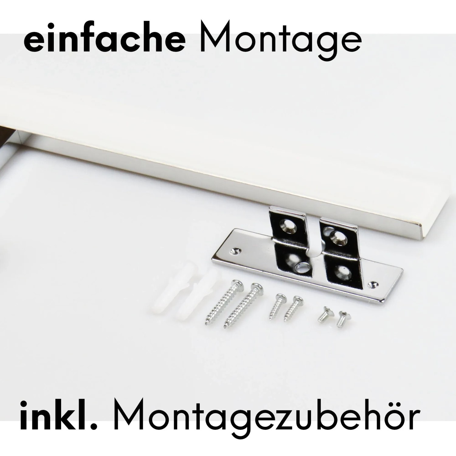 Montagezubehör für kalb LED Badleuchte, Spiegellampe in Chrom. Schrauben und Halterung für einfache Installation.