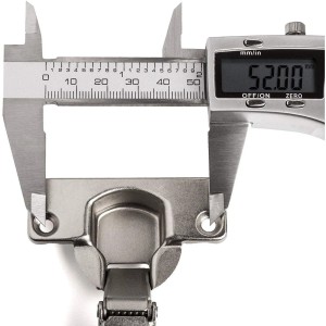 SALICE Universalscharnier Nickel Matt, 110 Grad, mit Messschieber auf 52 mm gemessen. Push Open Topfband für Möbel.