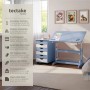 Blauer Tectake Schreibtisch mit Rollcontainer und 6 Schubladen im Kinderzimmer.