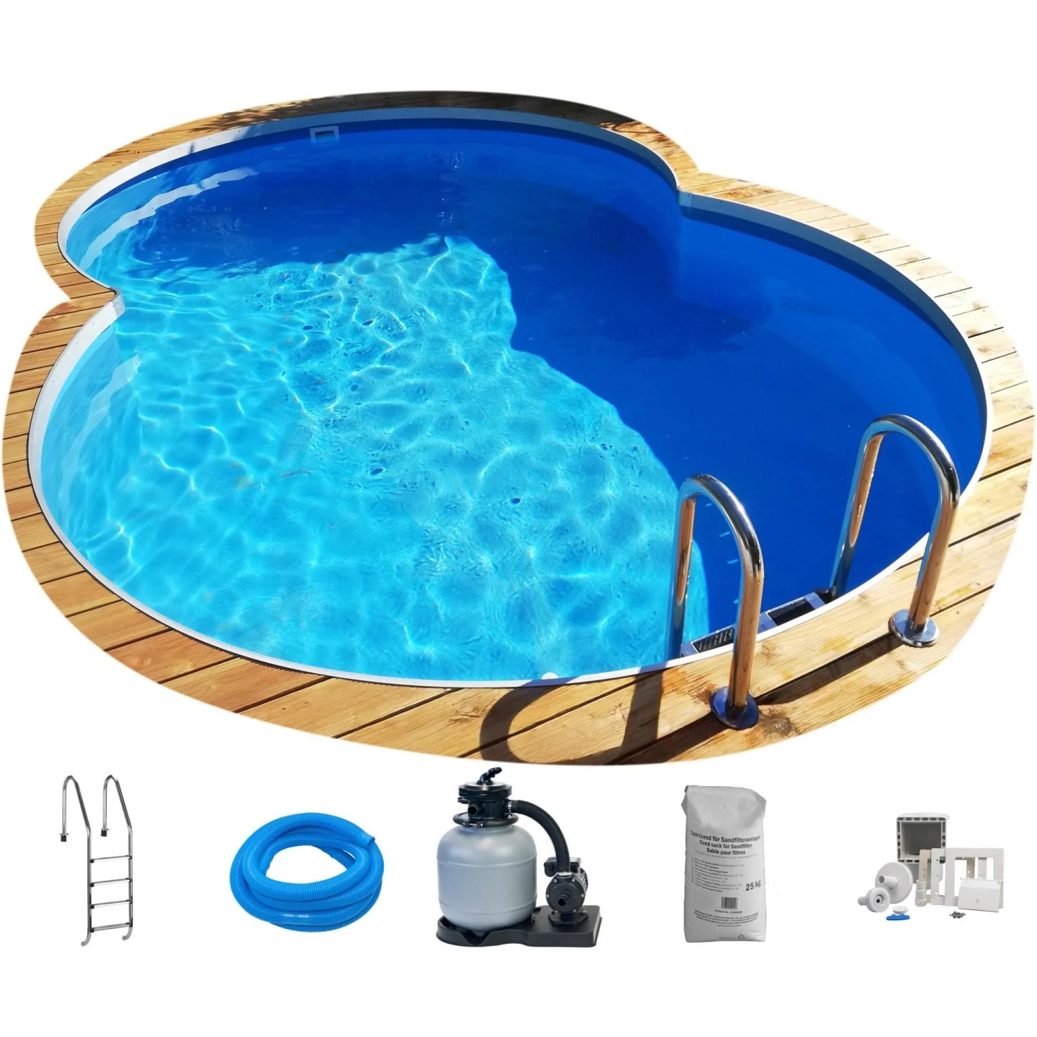Summer Fun Stahlwand Pool-Set CALYPSO Tiefbecken Achtf. 525 x 320 x 150cm
