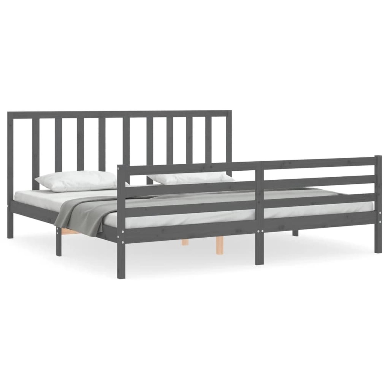 vidaXL Massivholzbett mit Kopfteil Grau 200x200 cm 3193813 günstig online kaufen