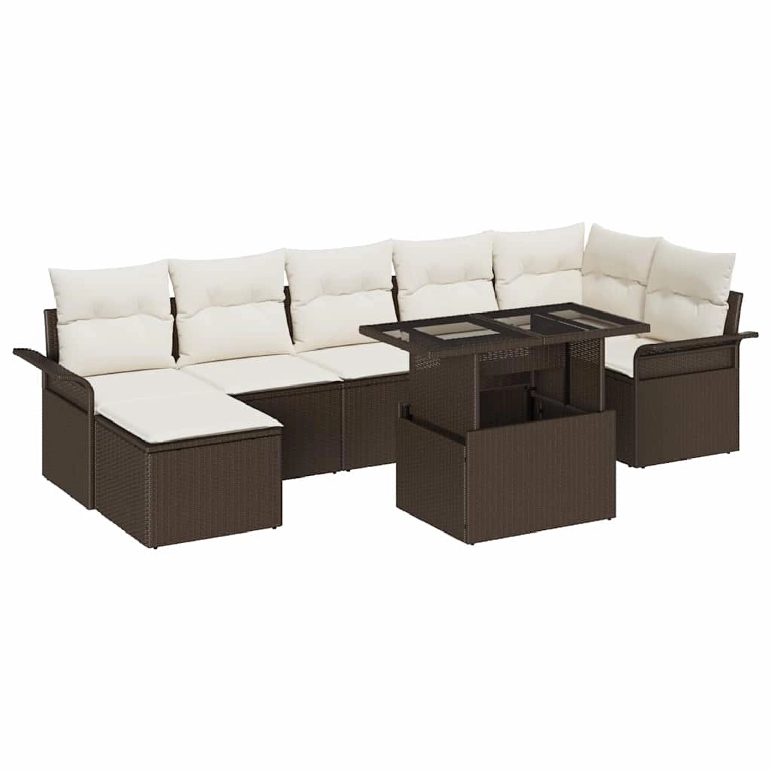 vidaXL Garten-Sofa-Set mit Kissen 8-Tlg Braun Poly Rattan 3348324 günstig online kaufen