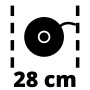 Schnittbreite 28 cm des Einhell Akku-Rasentrimmers GE-CT 18/28 Li-Solo.
