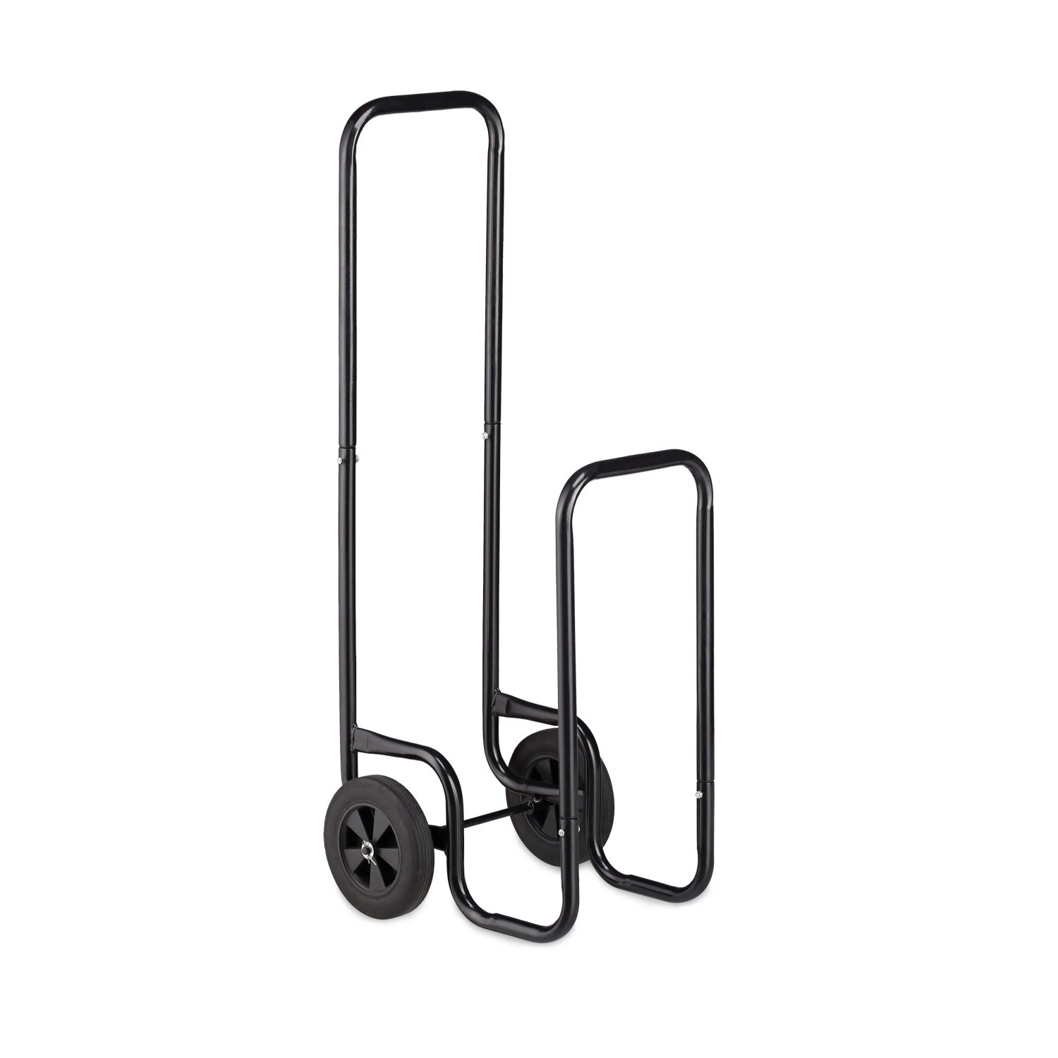 Relaxdays Kaminholzwagen Metall Schwarz mit Vollgummireifen 100 cm x 41 cm x 42,5 cm 5,4 kg