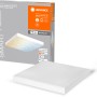 Ledvance Smart+ WiFi Panelleuchte Planon, rahmenlos, tunable white, 45x45 cm. Detailaufnahme der Deckenleuchte und Verpackung.