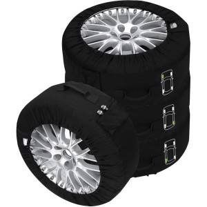 Westfalia Reifenhüllen Profi Set, 4 XL schwarze Polyesterhüllen für Reifenlagerung und Transport.