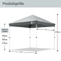 Grauer Sunula Faltpavillon 3x3 m, höhenverstellbar, mit weißem Gestell. Ideal als Gartenpavillon & Sonnenschutz.