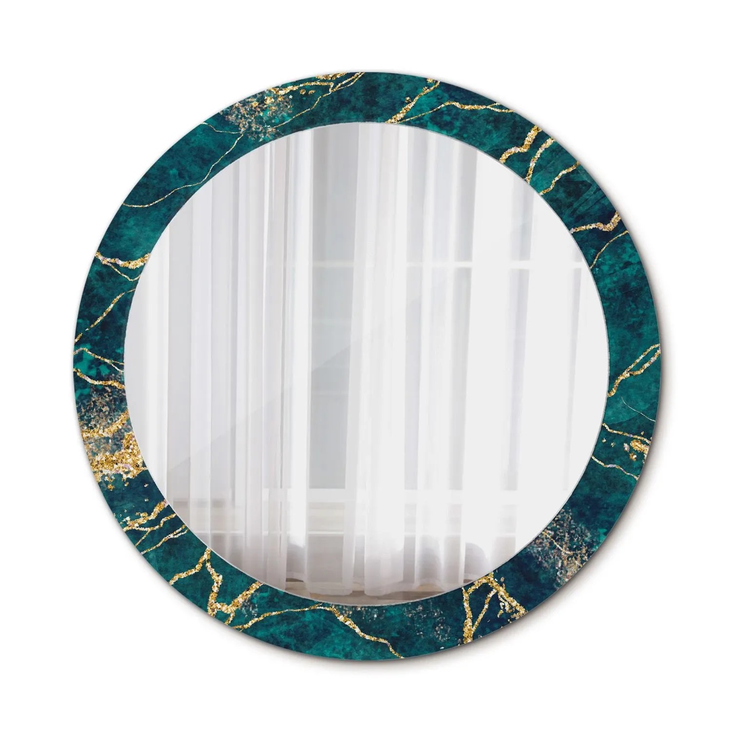 Tulup Spiegel mit Aufdruck Grüner Marmor 90x90 cm Runder Spiegel mit Dekora günstig online kaufen