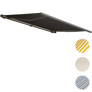 MCW Elektrische Kassettenmarkise H122 4x3m Polyester Anthrazit Rahmen Grau