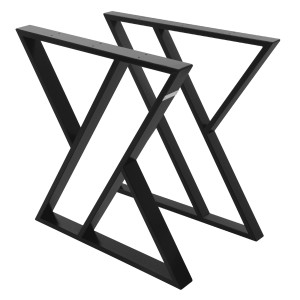 2er Set ML-Design Tischbeine in X-Form, 69x72 cm, Stahl, schwarz für Esstische.