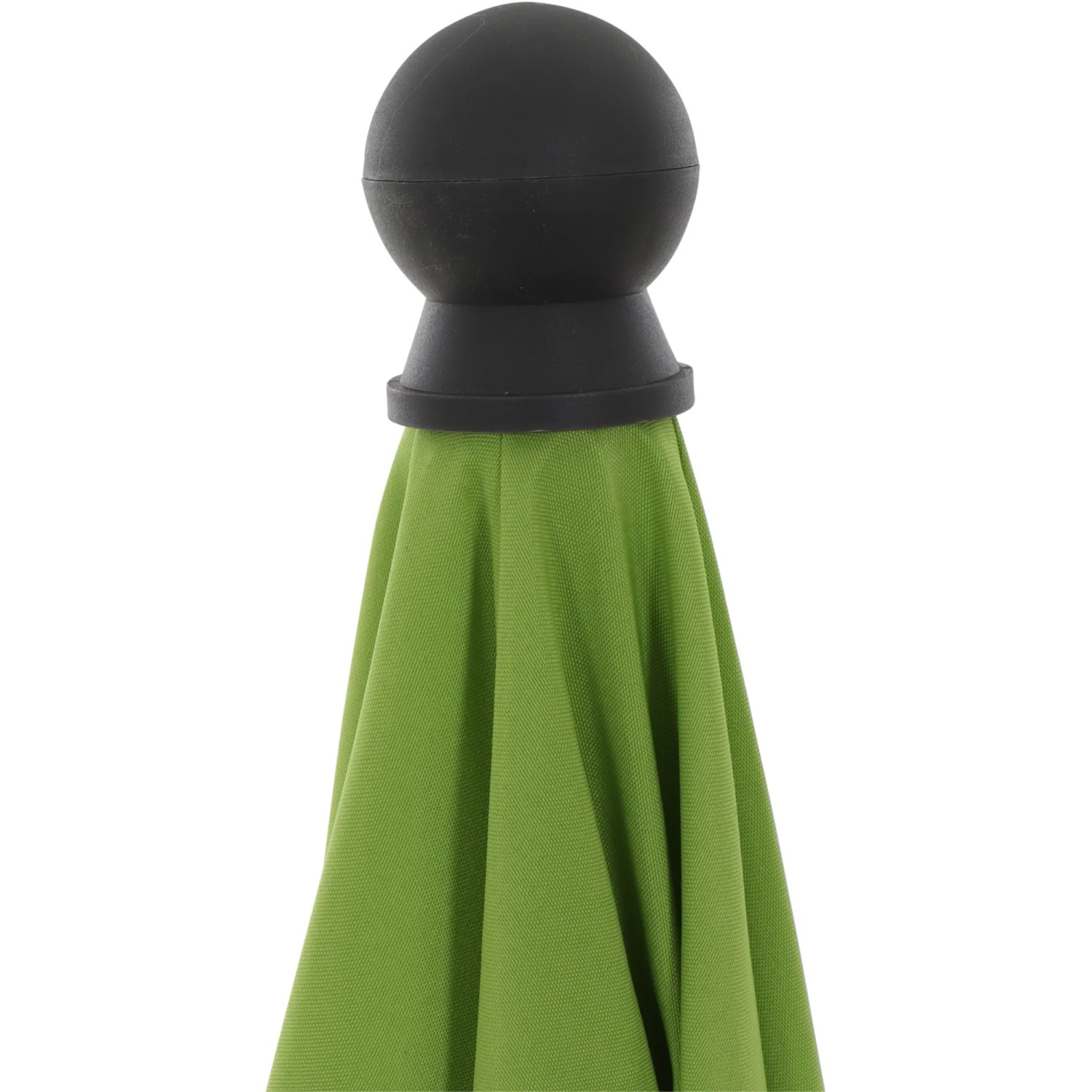Detailaufnahme: Grüner Siena Garden Marktschirm (180 cm) mit schwarzer Spitze.