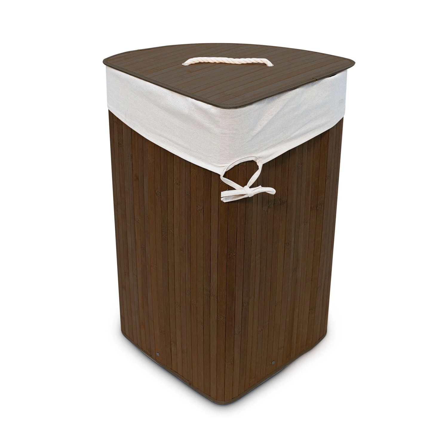 Relaxdays Eckwäschekorb Bambus Braun Faltbar mit Deckel 65 cm x 49,5 cm x 37 cm 1,7 kg