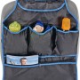 Blauer Autositz-Organizer mit Fächern für Spielzeug und Bücher, 48x73 cm.