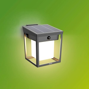 Philips Blaise Solar Wandleuchte mit Sensor, anthrazitfarben. Solar-Wegeleuchte für den Außenbereich.