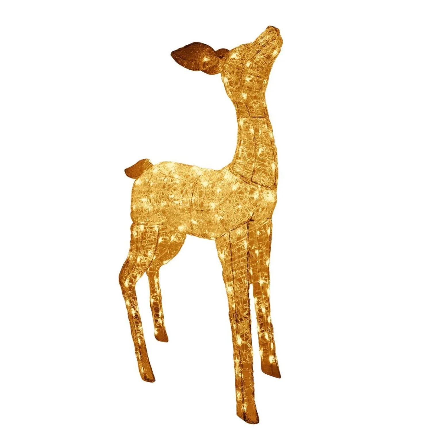 Lex XL LED Acryl Hirschkuh Weihnachtsfigur 104cm Beleuchtet Weihnachtsdeko Außen & Innen Gold Warmweiß