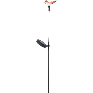LED-Solarspieß Mongardino Rot mit Schmetterling, 62cm hoch für den Garten.