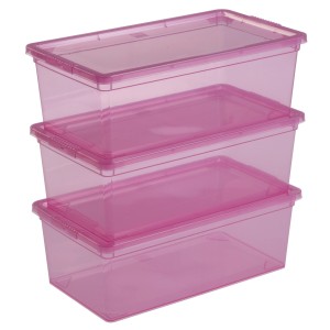 3er-Set Mehrzweckboxen Flieder, 6 Liter, mit Deckel. Aufbewahrungsboxen für Ordnung.