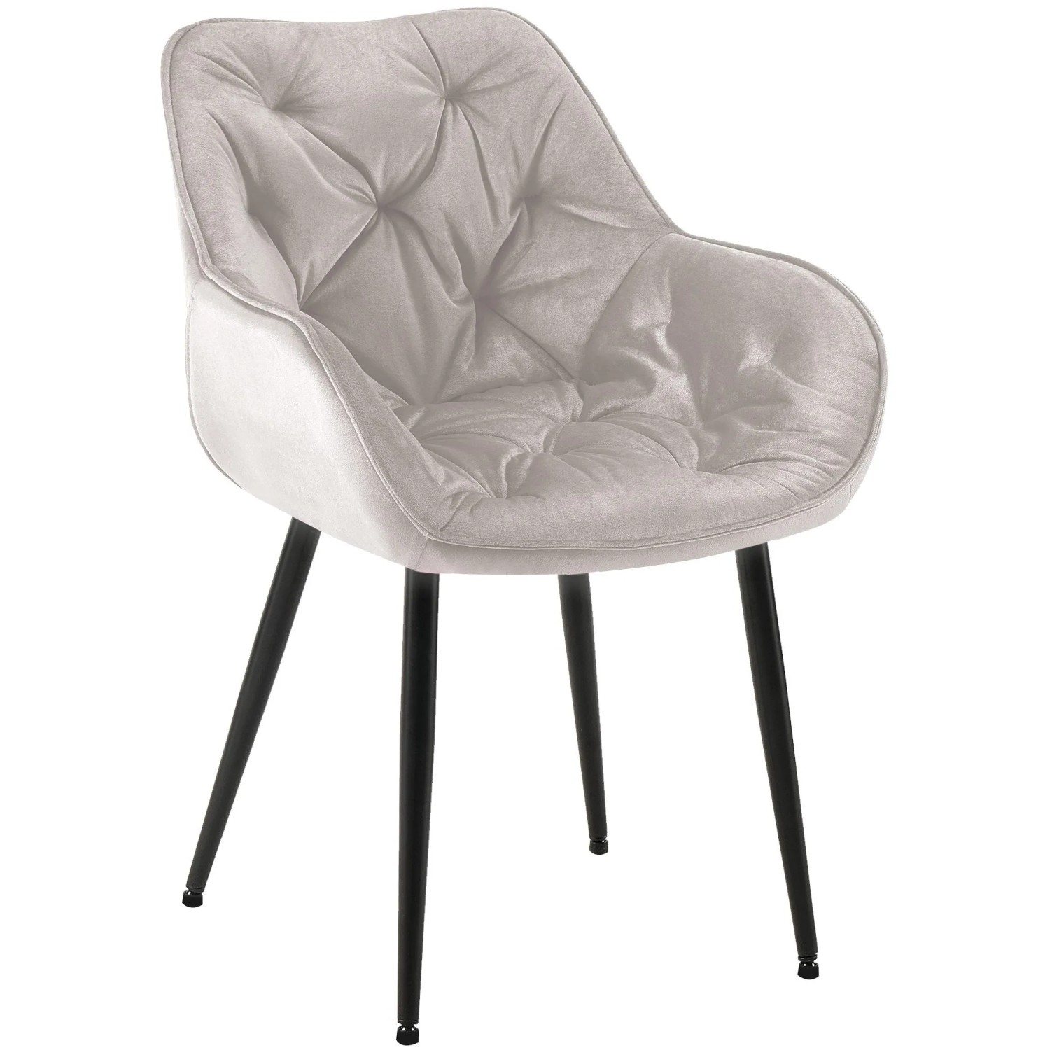 DELUKE Esszimmerstuhl VIVI Grau Samt Metall 83x58x62cm Strapazierfähig Küchenstuhl Wohnzimmerstuhl