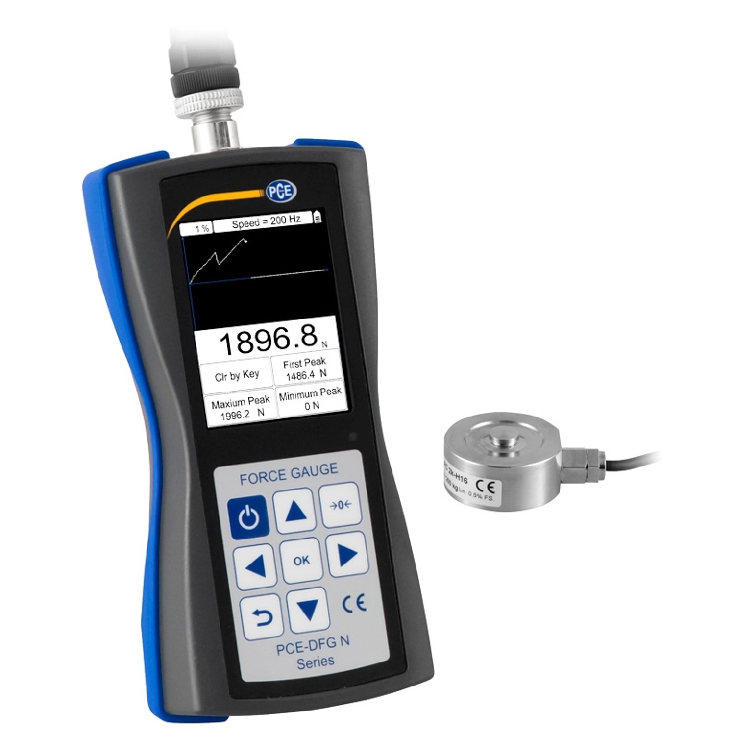 PCE Instruments DFG NF 2K Kraftaufnehmer mit 2 N Auflösung und TFT Display