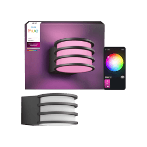 Philips Hue Lucca Wandleuchte, Weiß- & Farblicht, smarte Steuerung per App, stimmungsvolle Außenbeleuchtung.