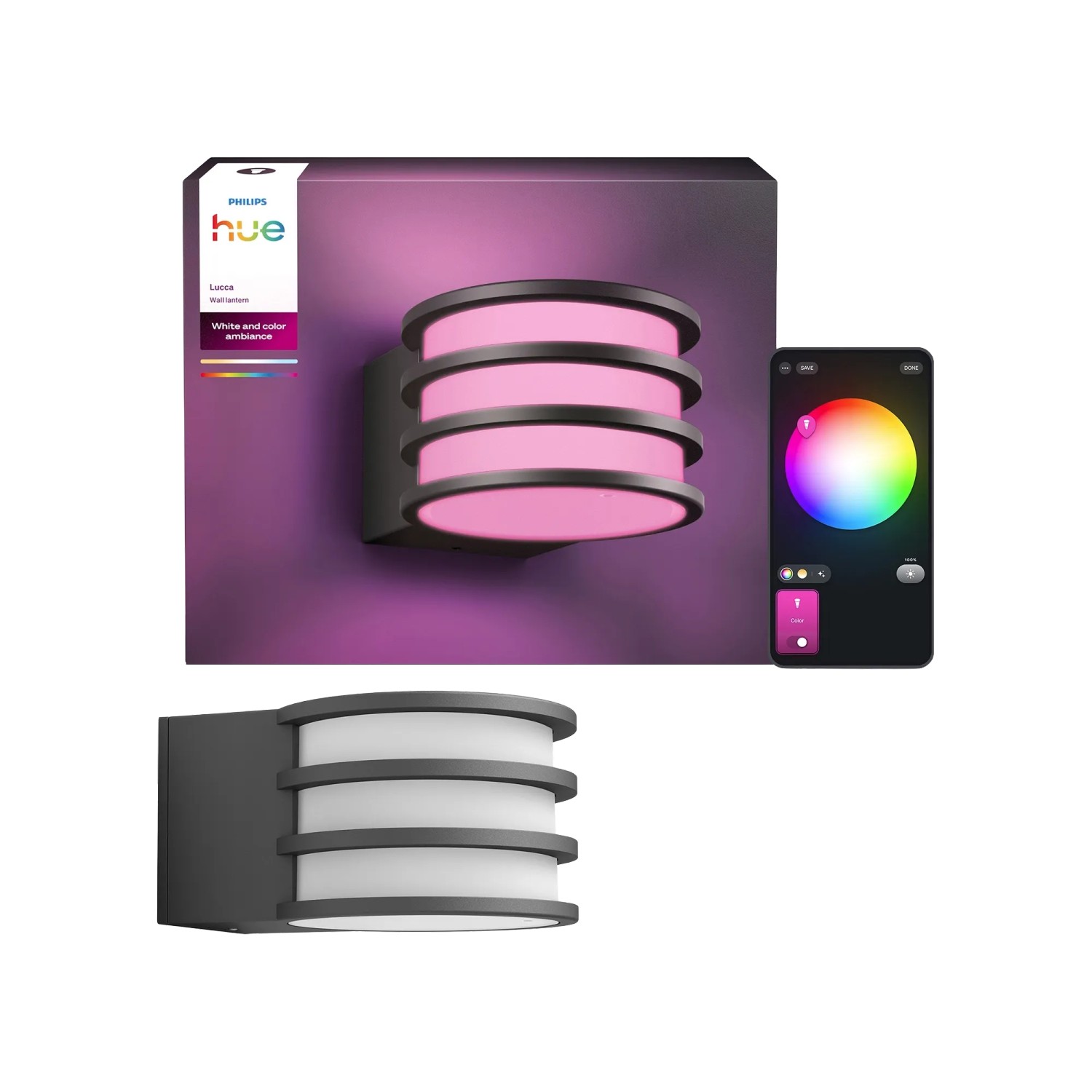Philips Hue smarte Wandleuchte Lucca Weiß- & Farblicht 1100 Lumen