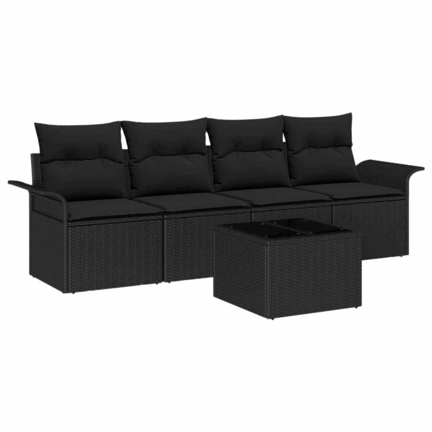 vidaXL Garten-Sofa-Set 5-Tlg Schwarz Poly Rattan 3345233 günstig online kaufen