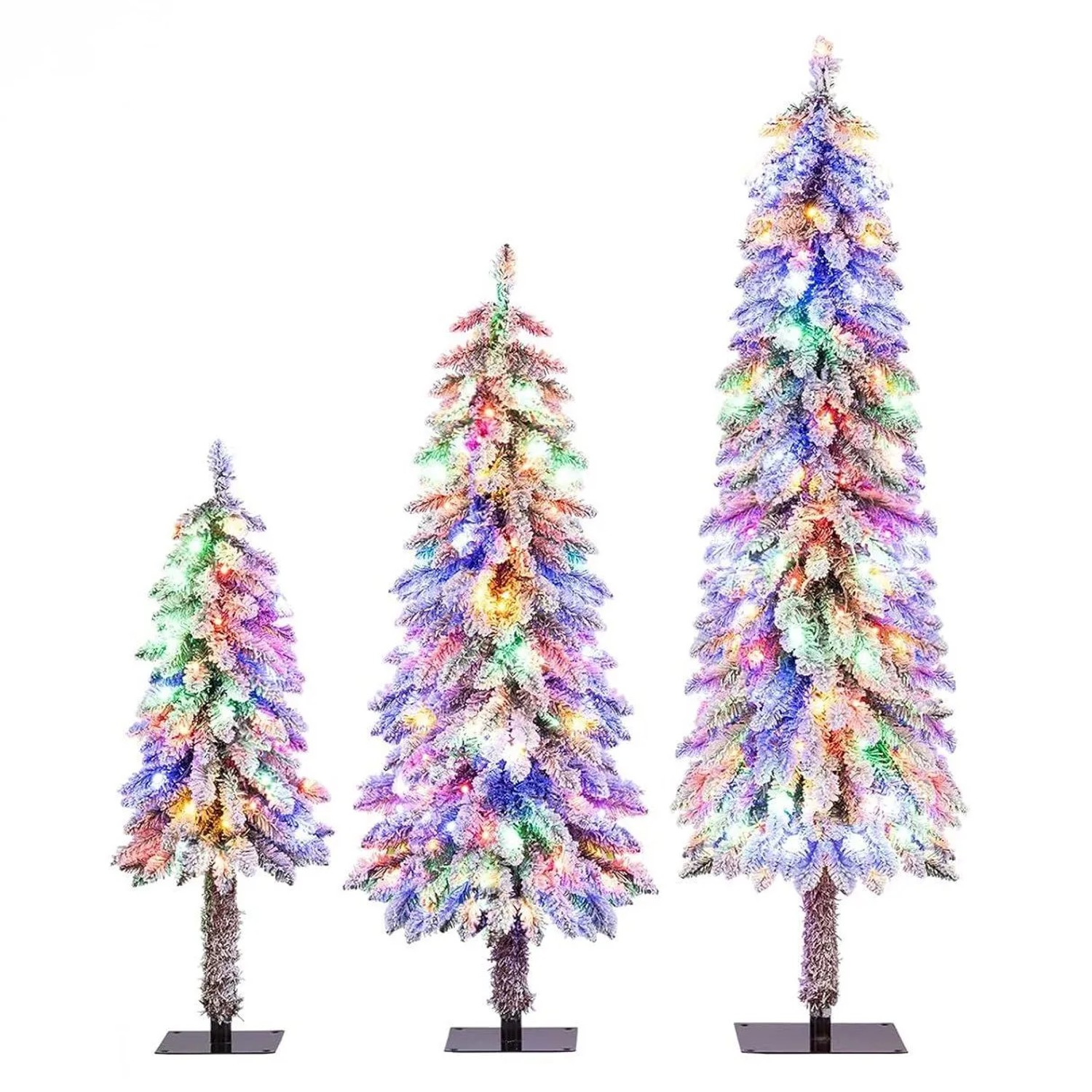 Costway Künstlicher Weihnachtsbaum 3er Set Weiß 90/120/150 cm