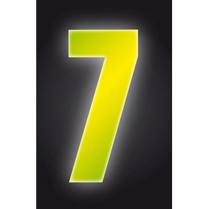 Reflektierende, gelbe Klebezahl 7 von Conacord, 8 cm hoch, für Hausnummern.