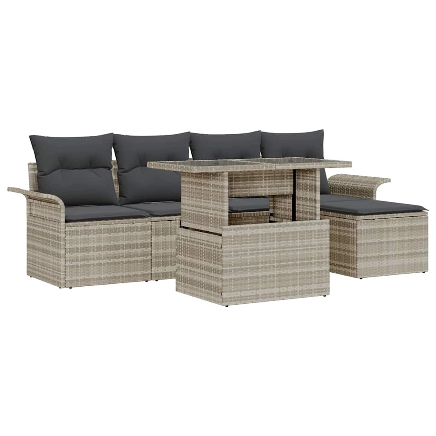 vidaXL Garten-Sofa-Set mit Kissen 6-Tlg Hellgrau Poly Rattan 3357005 günstig online kaufen