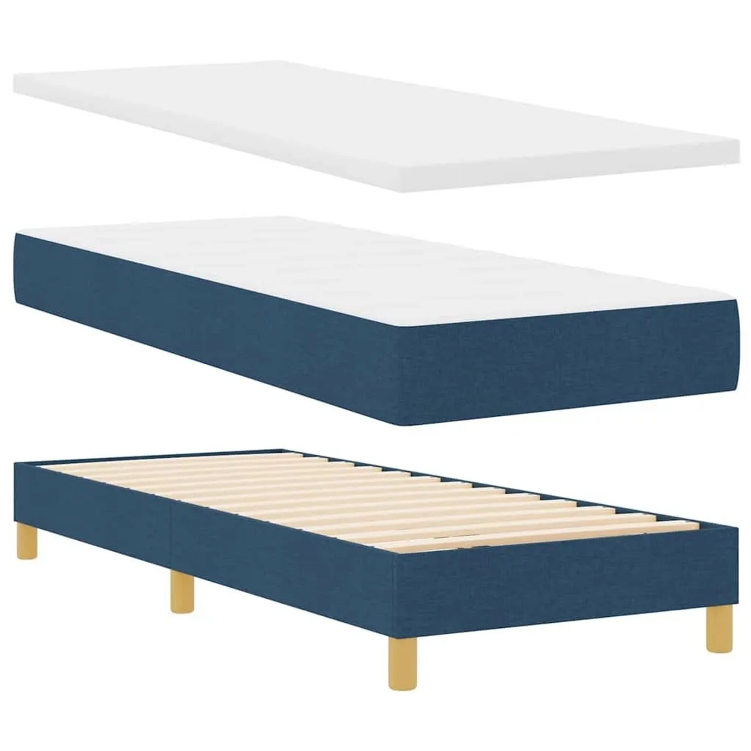 vidaXL Boxspringbett mit Matratze mit Kopfteil Blau 80 x 200 cm Stoff 33413 günstig online kaufen